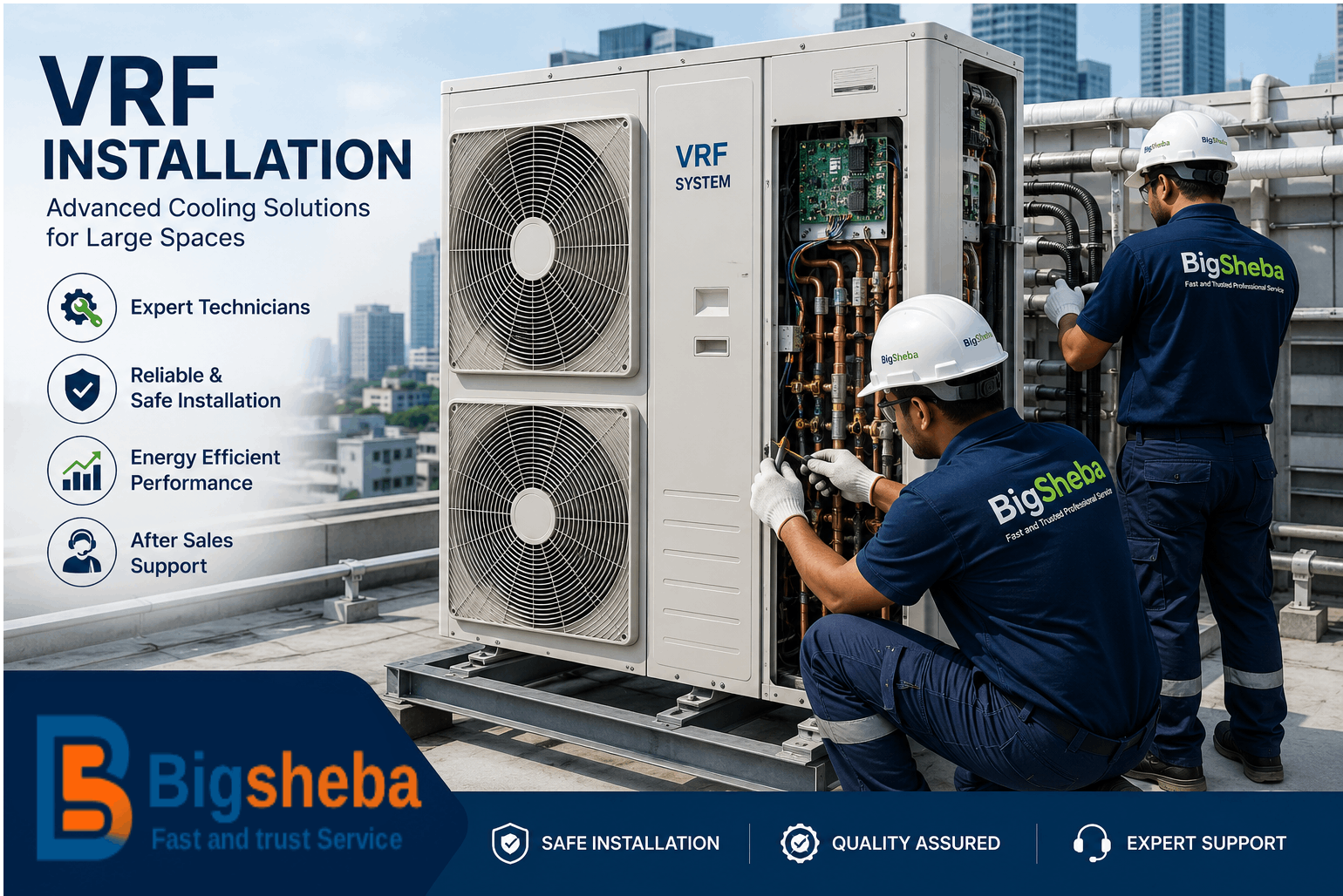 Professional VRF installation service by BigSheba with certified HVAC engineers for commercial, industrial, and residential buildings across Bangladesh